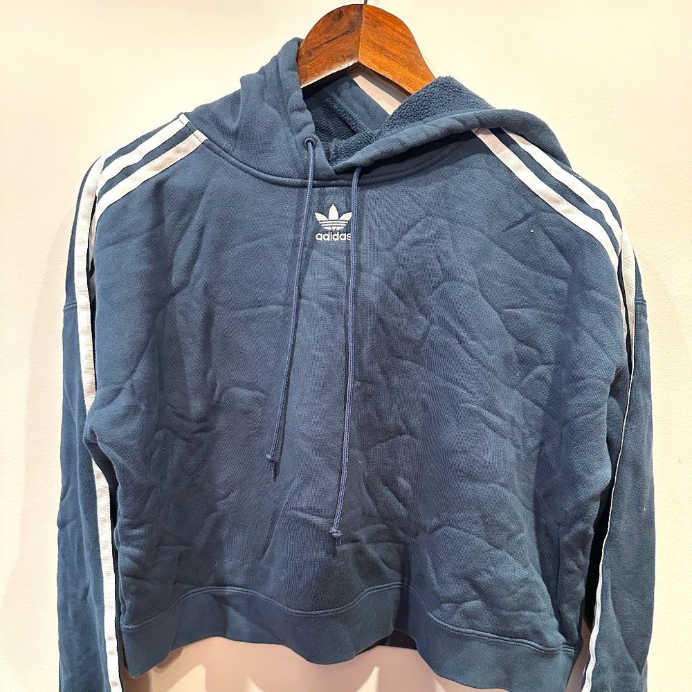 ADIDAS Navy Blue Cropped Hoodie